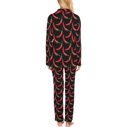 Chilli Pepper Pattern Print Design 01 Women's Long Pajama Set