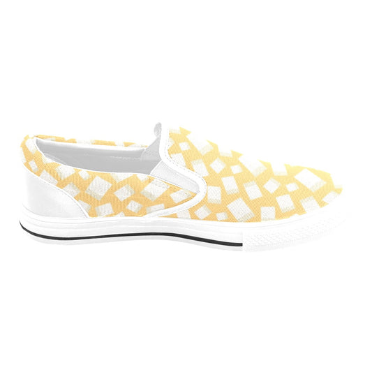 Tofu Print Design LKS302 White Slip Ons Canvas Women's Shoes