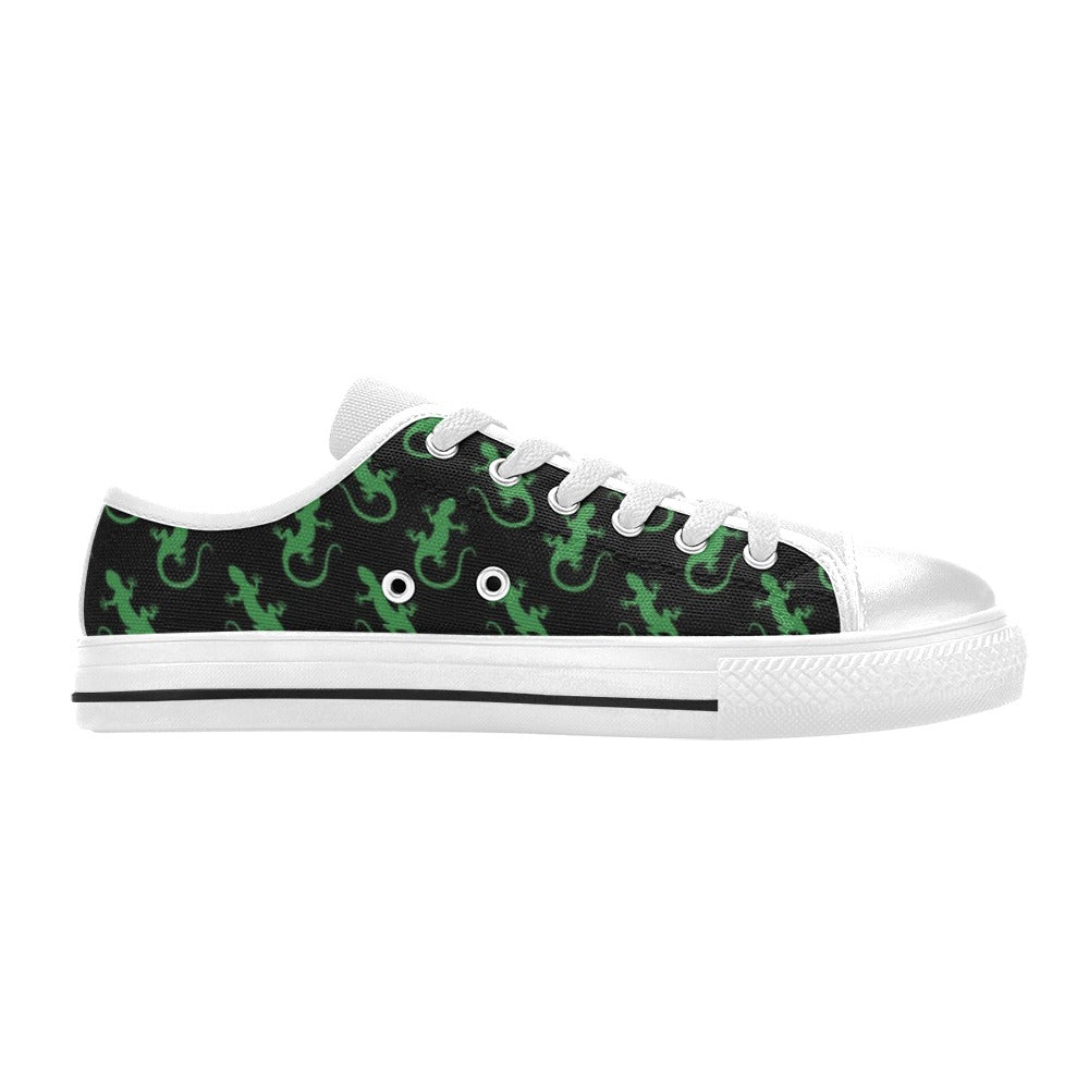 lizard Print Design LKS401 Women's White Low Top Shoes