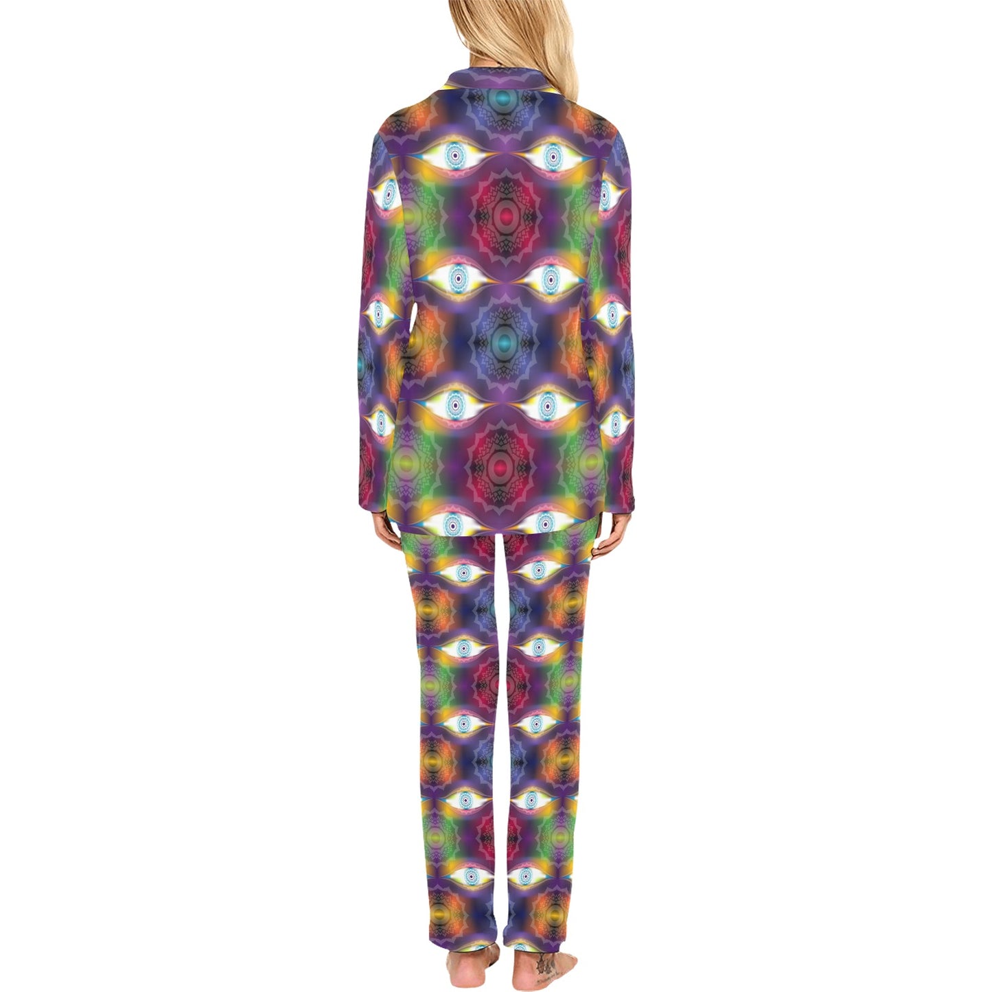 Chakra Eye Print Pattern Women's Long Pajama Set