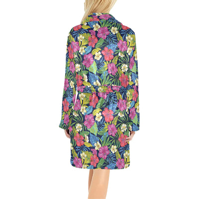 Hibiscus Print Design LKS3010 Women's Fleece Robe