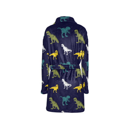 T Rex Pattern Print Design A07 Women's Fleece Robe