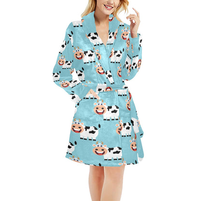 Cattle Cute Pattern Print Design 01 Women's Fleece Robe