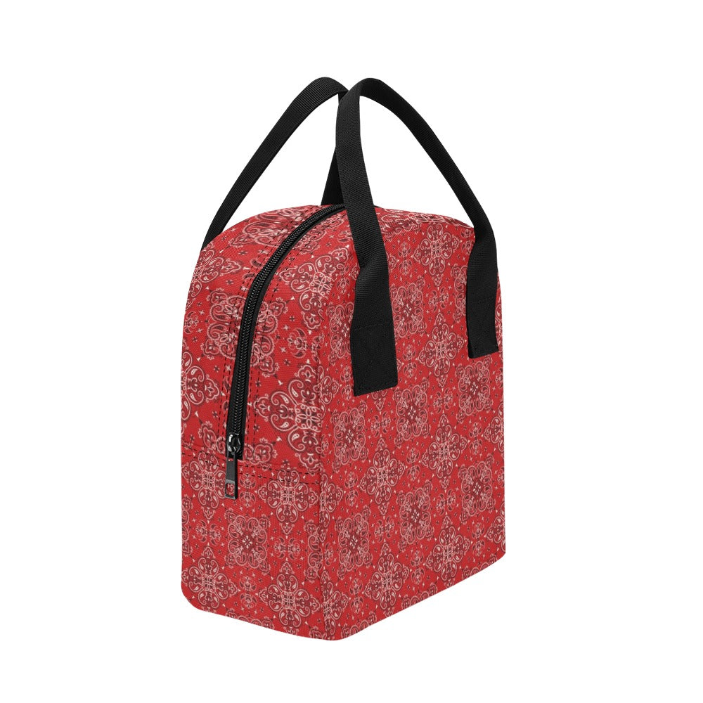 Bandana Red Pattern Print Design LKS3010 Insulated Lunch Bag