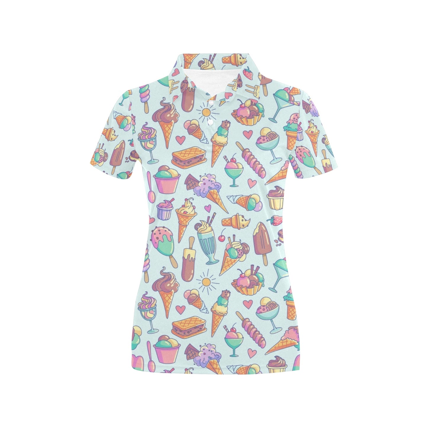 Ice Cream Pattern Print Design IC02 Women's Polo Shirt