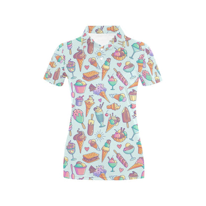 Ice Cream Pattern Print Design IC02 Women's Polo Shirt
