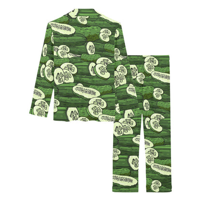 Cucumber Pattern Print Design CC01 Women's Long Pajama Set