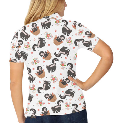 Skunk Print Design LKS304 Women's Polo Shirt