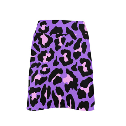 Cheetah Purple Neon Print Pattern 17" Golf & Pickleball Skort with Pockets