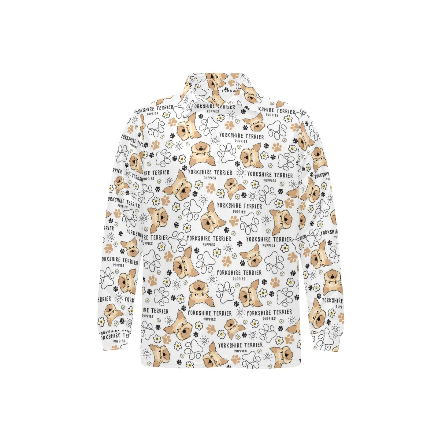 Yorkshire Terriers Print Design LKS308 Long Sleeve Polo Shirt For Men's