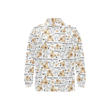 Yorkshire Terriers Print Design LKS308 Long Sleeve Polo Shirt For Men's