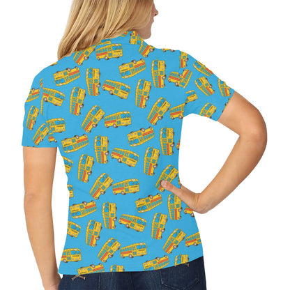 School Bus Print Design LKS302 Women's Polo Shirt