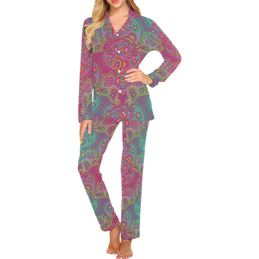 Boho Pattern Print Design 02 Women's Long Pajama Set