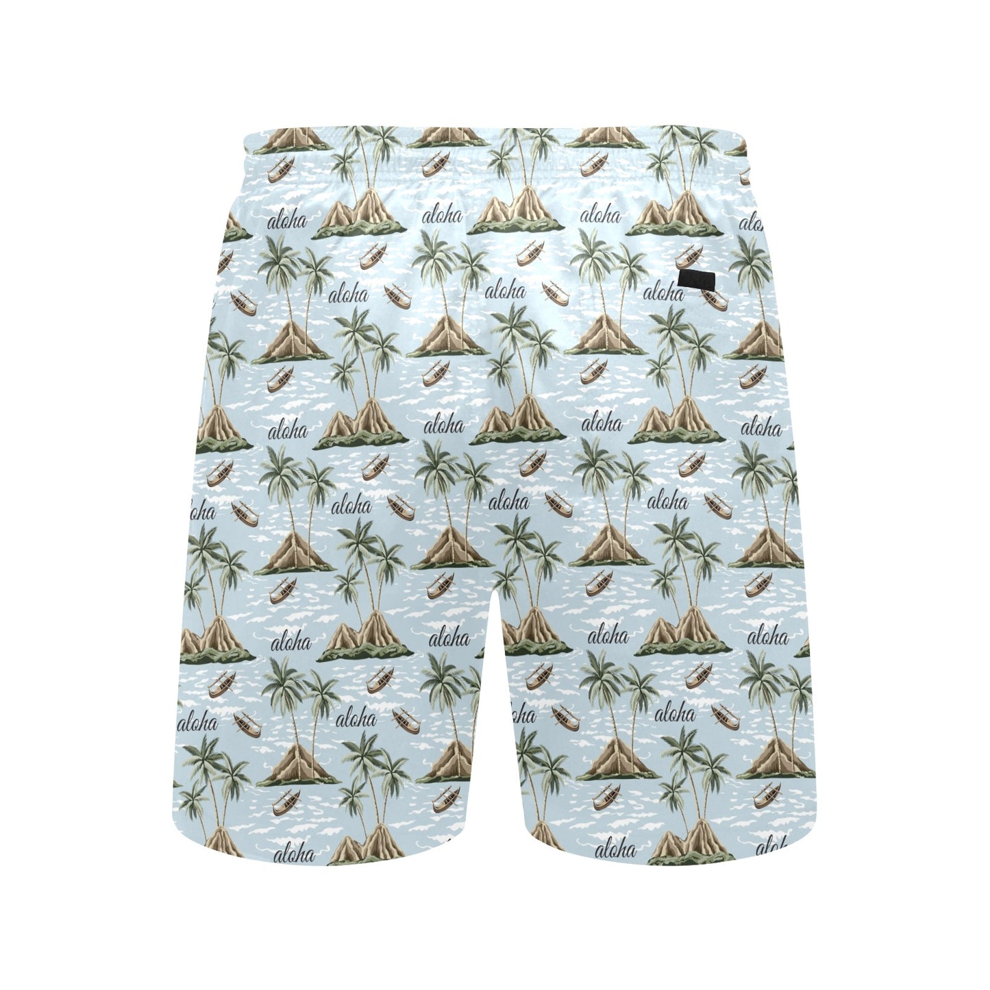 Aloha Hawaii island Design Themed Print Men's Swim Trunks Beach Shorts