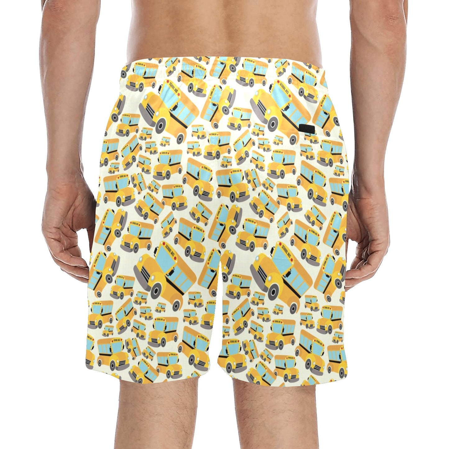 School Bus Print Design LKS301 Men's Swim Trunks Beach Shorts