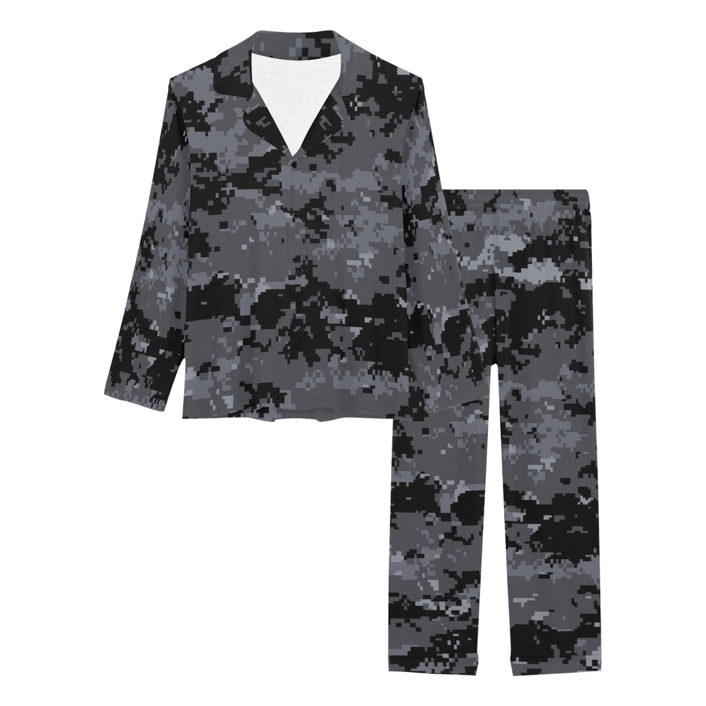 ACU Digital Black Camouflage Women's Long Pajama Set