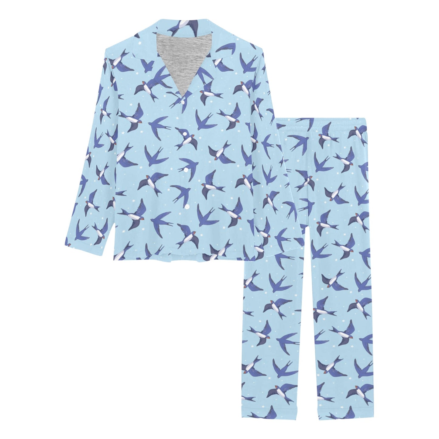 Swallow Bird Pattern Print Design 06 Women's Long Pajama Set