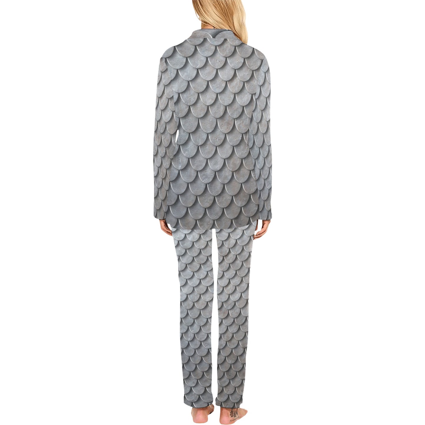 Armor Scales Pattern Print Design 03 Women's Long Pajama Set