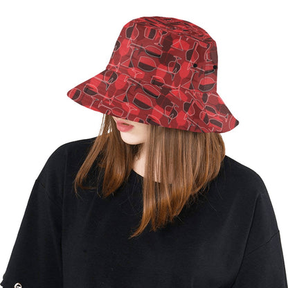 Wine Glass Print Design LKS301 Unisex Bucket Hat