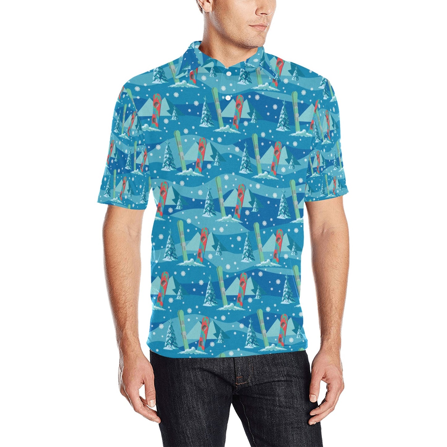 Snowboard Print Design LKS301 Men Polo Shirt