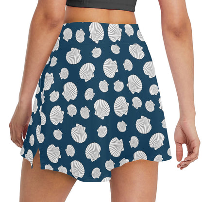 Seashell Print Design LKS3012 17" Golf & Pickleball Skort with Pockets