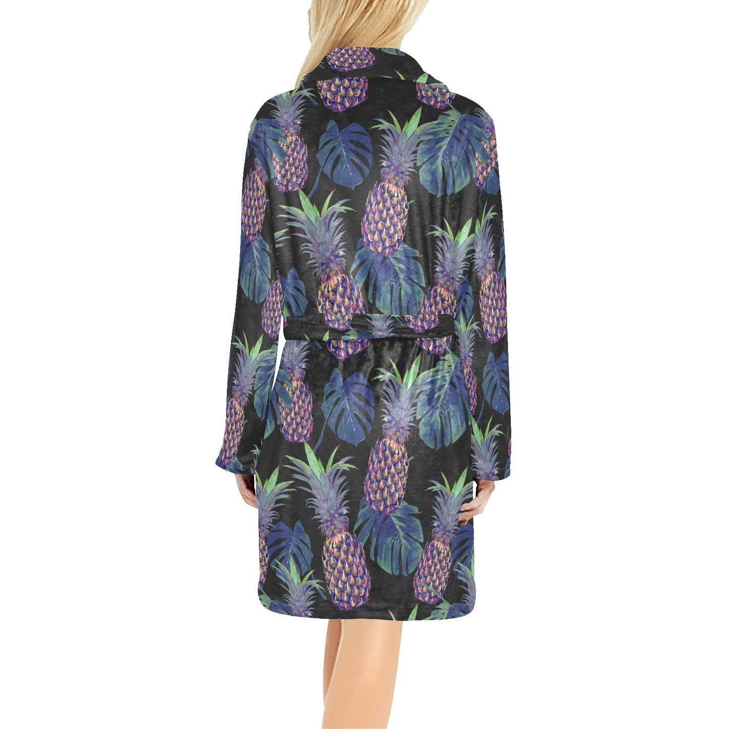 Pineapple Pattern Print Design PP04 Women's Fleece Robe
