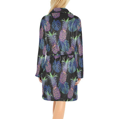 Pineapple Pattern Print Design PP04 Women's Fleece Robe