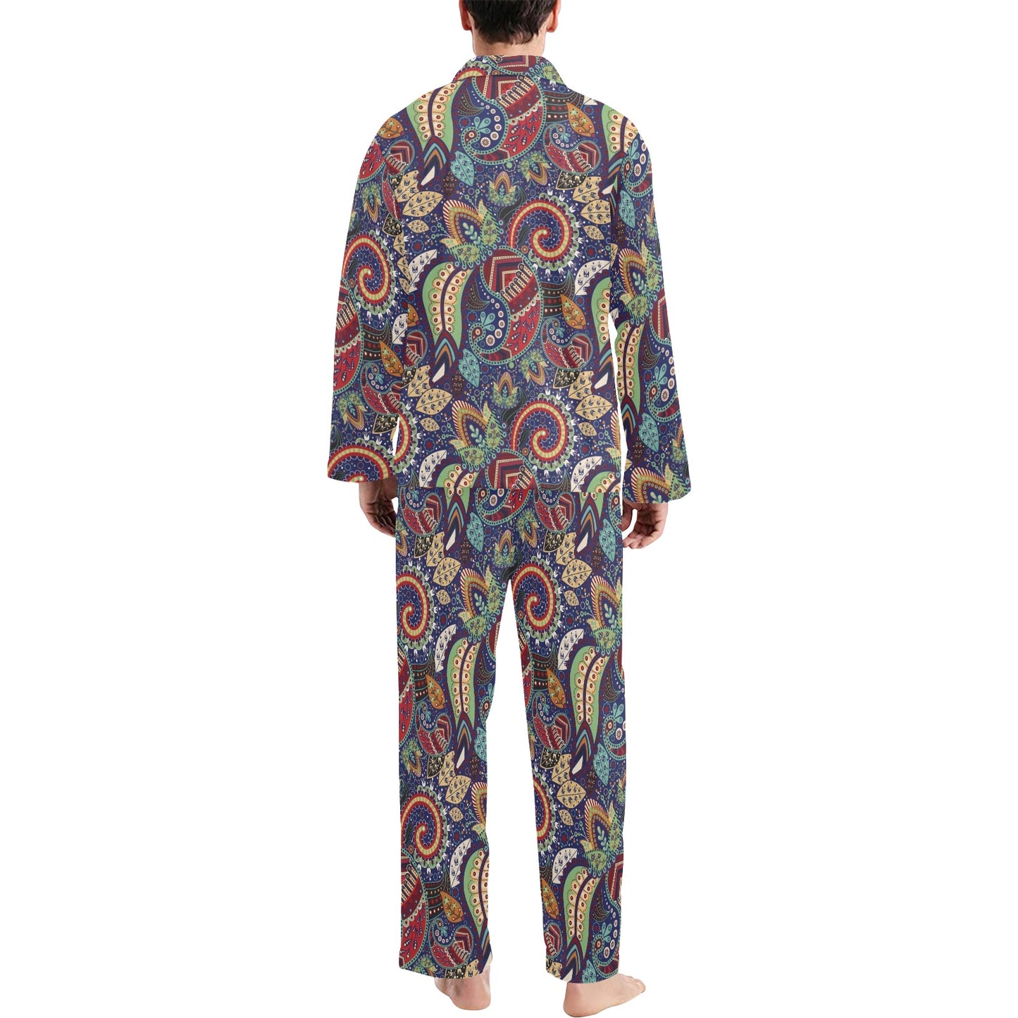 Paisley Boho Pattern Print Design A03 Men's Long Pajama Set