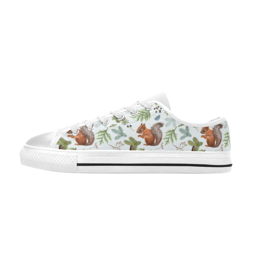 Squirrel Print Design LKS308 Women's White Low Top Shoes