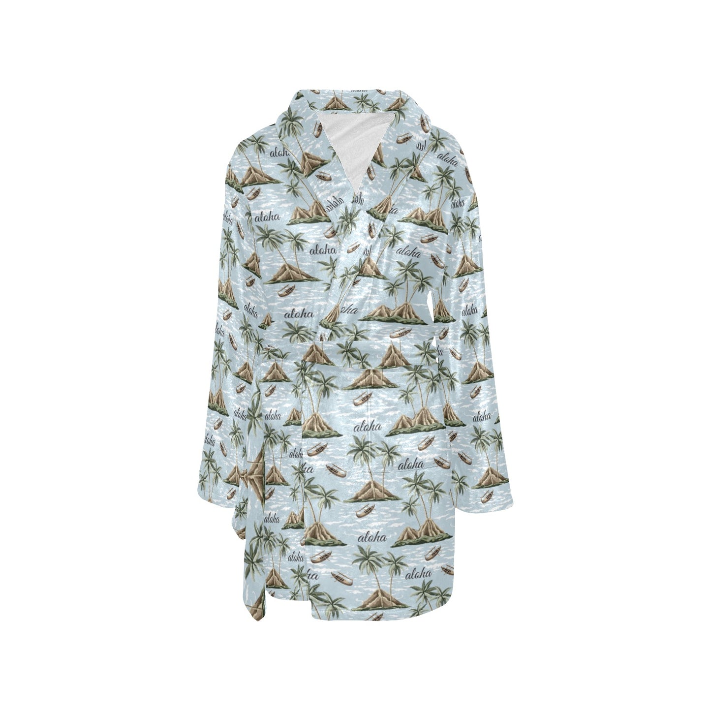 Aloha Hawaii island Design Themed Print Women's Fleece Robe