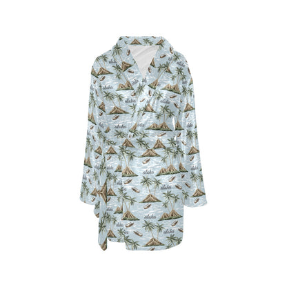 Aloha Hawaii island Design Themed Print Women's Fleece Robe