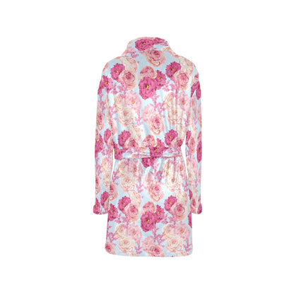 Lisianthus Pattern Print Design LT05 Women's Fleece Robe