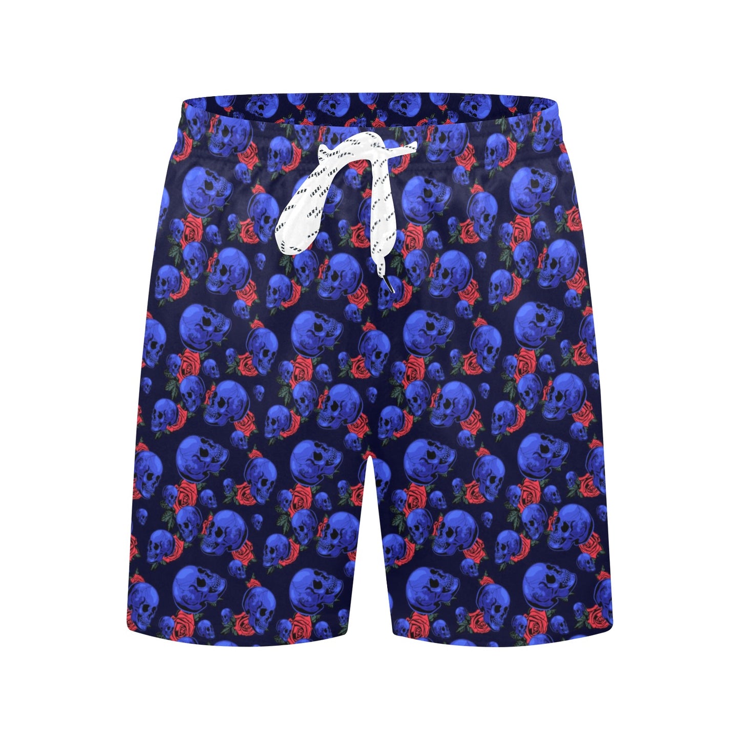 Skull Roses Neon Design Themed Print Men's Swim Trunks Beach Shorts