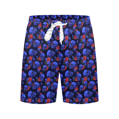 Skull Roses Neon Design Themed Print Men's Swim Trunks Beach Shorts