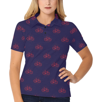 Bicycle Pattern Print Design 01 Women's Polo Shirt