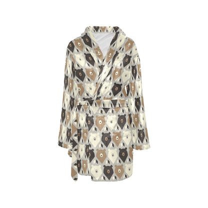 Bear Pattern Print Design 04 Women's Fleece Robe