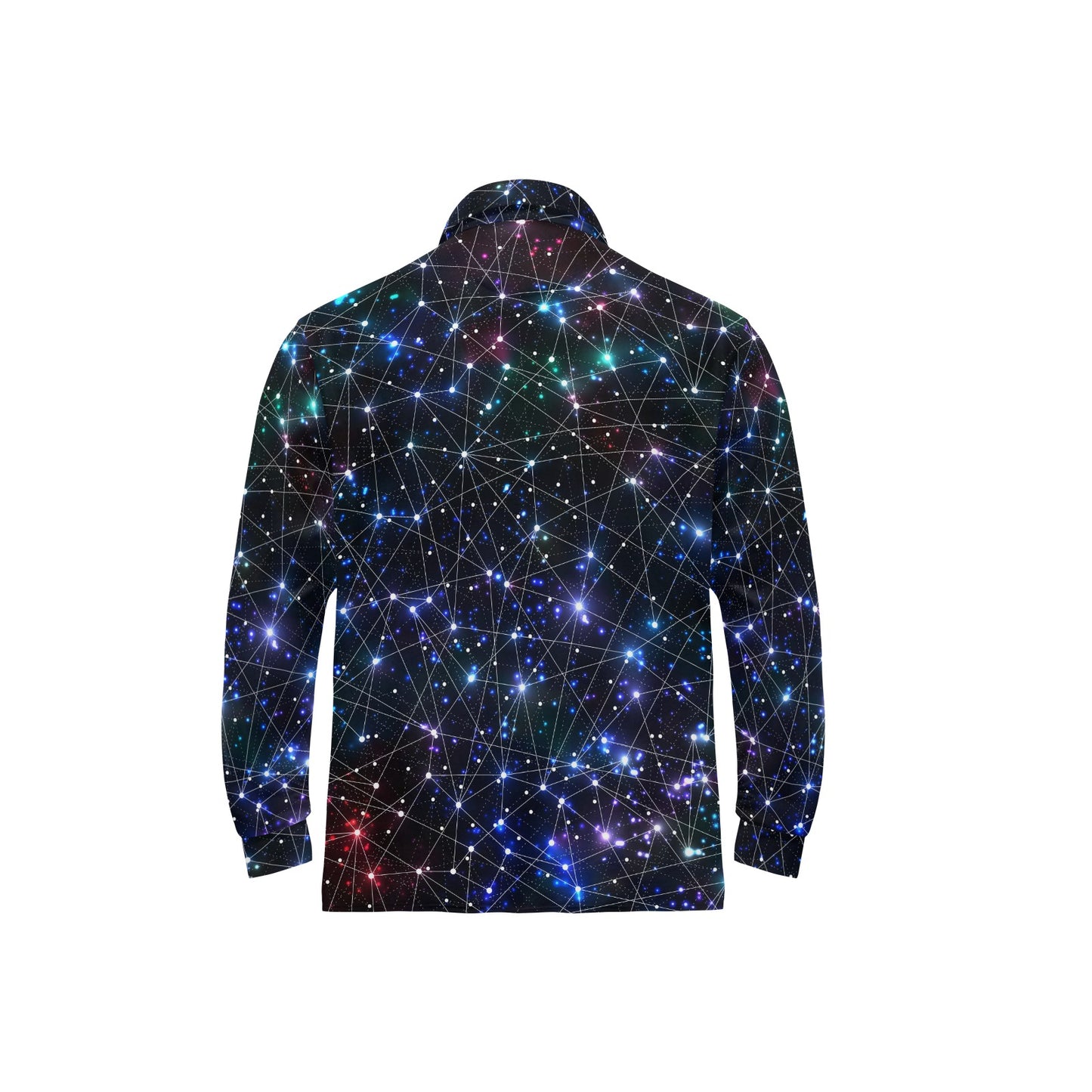 Cosmic Pattern Print Design 01 Long Sleeve Polo Shirt For Men's