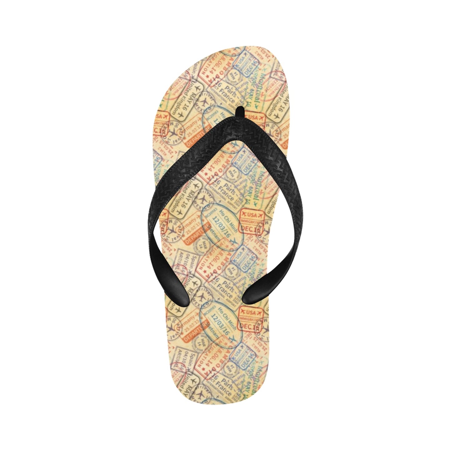 Travel Stamp Print Design LKS302 Flip Flops