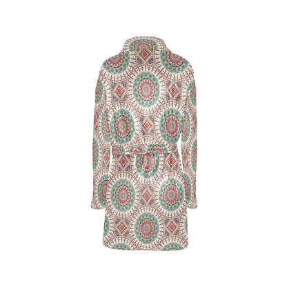 Bohemian Round Style Print Women's Fleece Robe