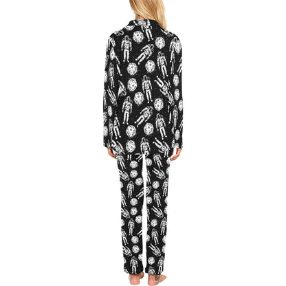 Astronaut Pattern Print Design 03 Women's Long Pajama Set