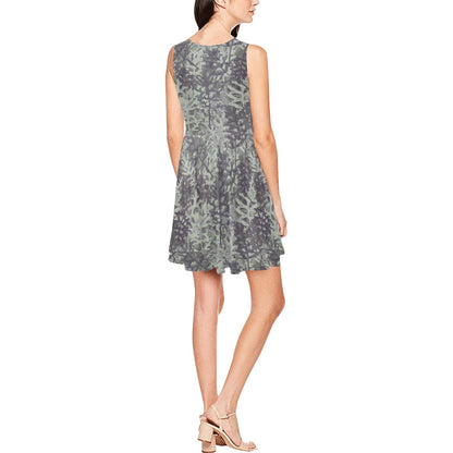 Camouflage Fern Pattern Print Design 05 Sleeveless Dress