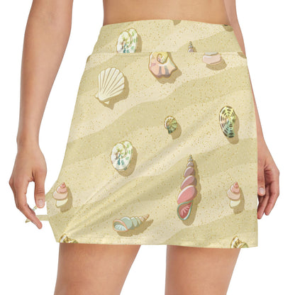 Beach with Seashell Theme 17" Golf & Pickleball Skort with Pockets