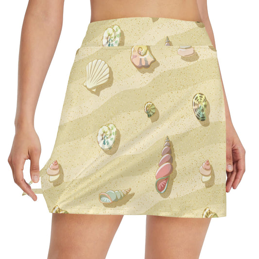 Beach with Seashell Theme 17" Golf & Pickleball Skort with Pockets
