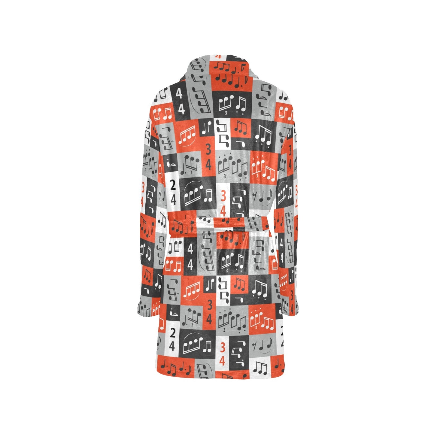 Music Note Design Themed Print Women's Fleece Robe