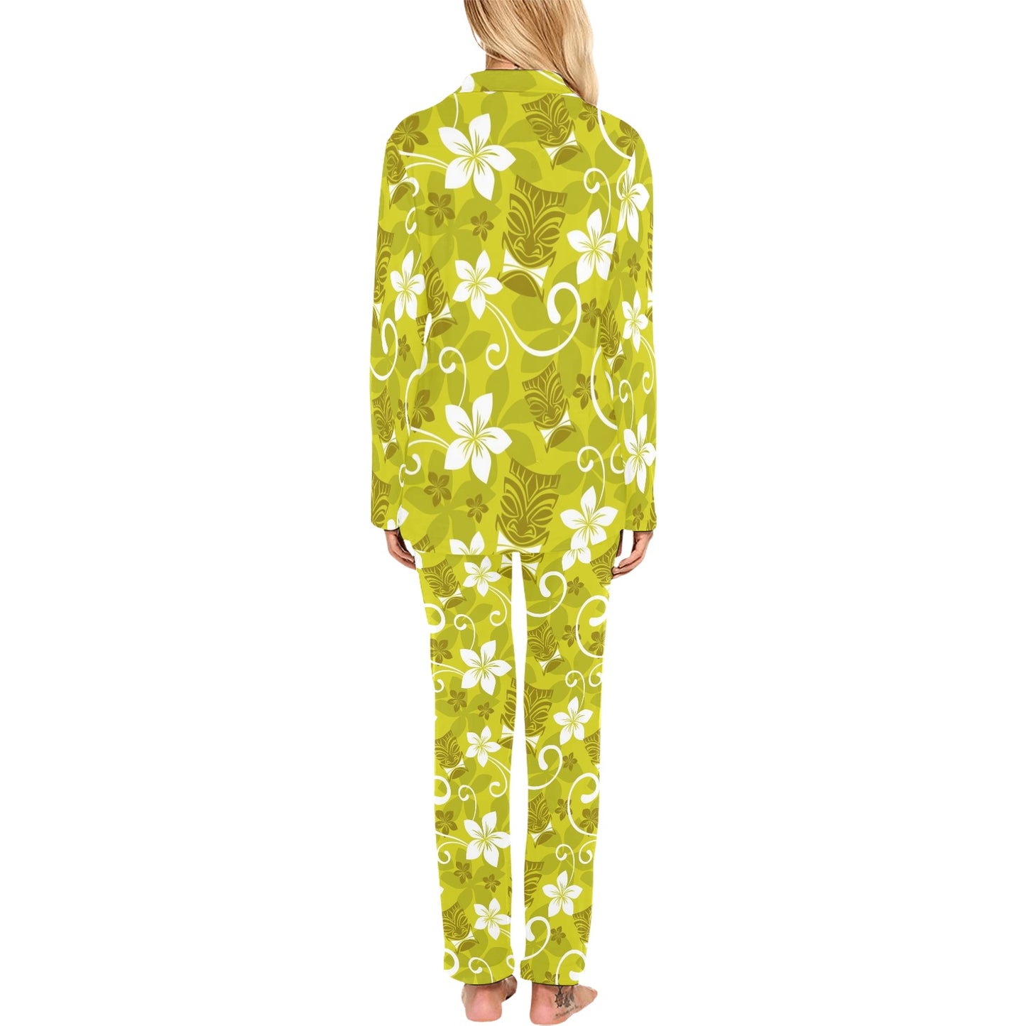 Hawaiian Themed Pattern Print Design H019 Women's Long Pajama Set