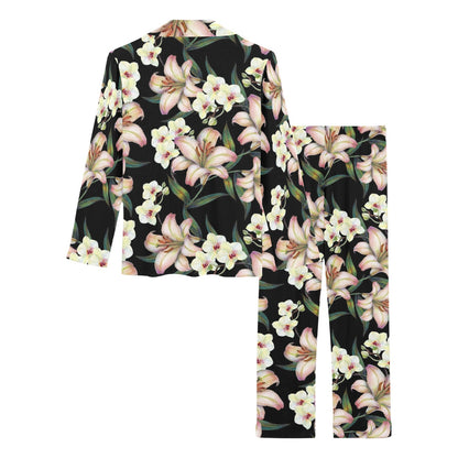 Lily Pattern Print Design LY03 Women's Long Pajama Set