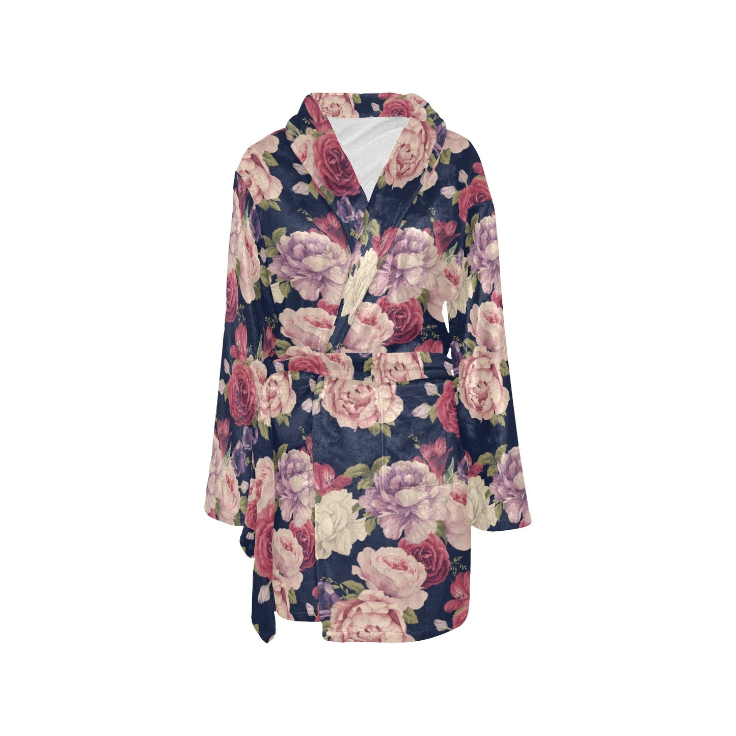 Peony Pattern Print Design PE03 Women's Fleece Robe