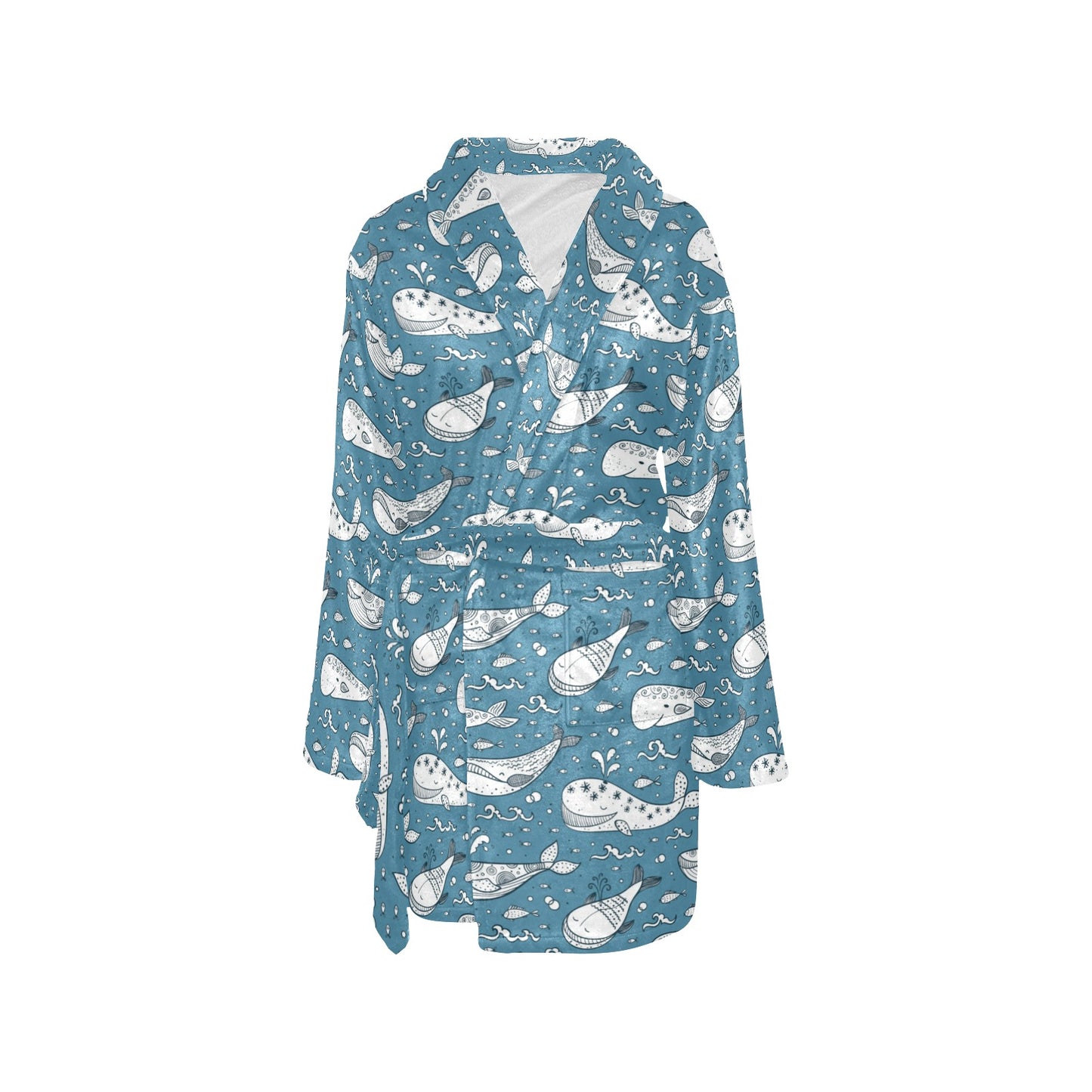 Humpback Whale Pattern Print Design 03 Women's Fleece Robe
