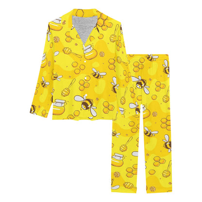 Bee Pattern Print Design BEE01 Women's Long Pajama Set