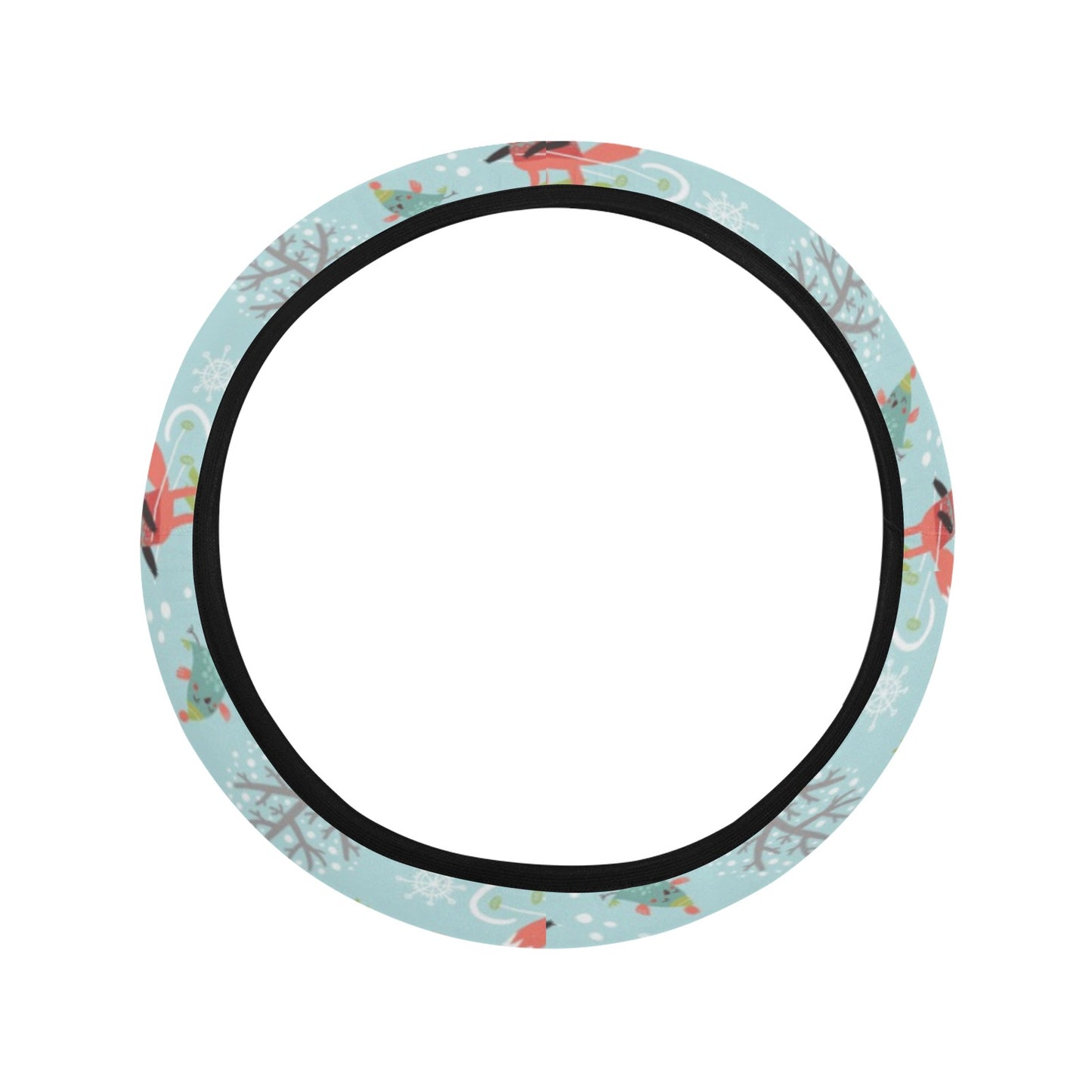 Ski Fox Cute Print Design LKS303 Steering Wheel Cover with Elastic Edge